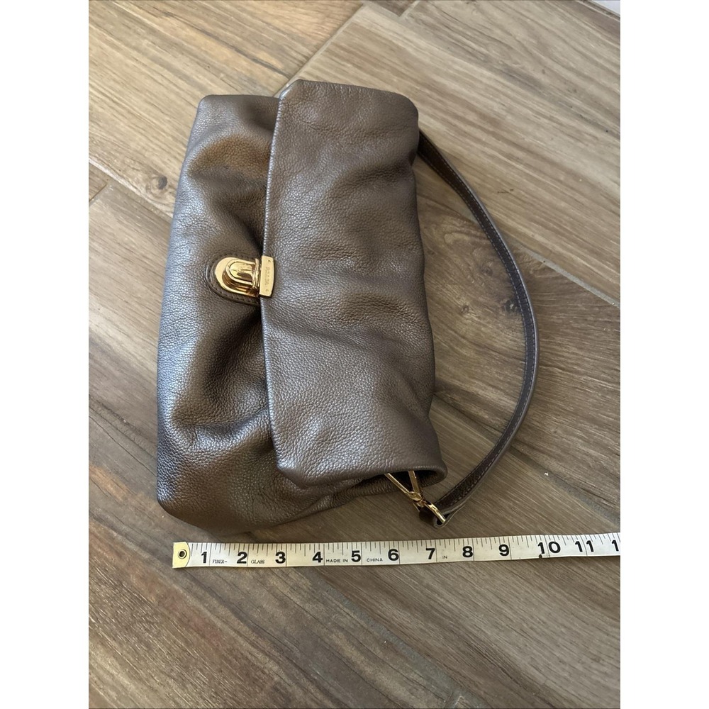 Vintage Prada Vitello Shine Copper Leather Studded Shoulder Bag Italy Gold HW - Picture 14 of 16